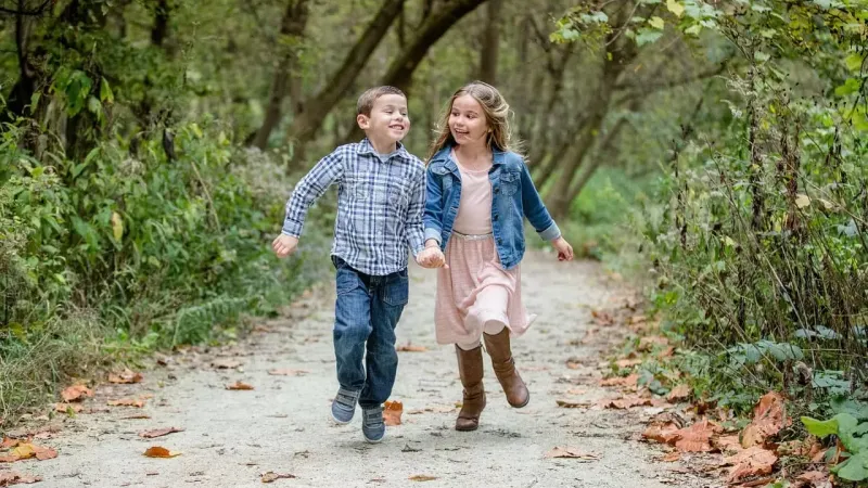 Happy siblings
